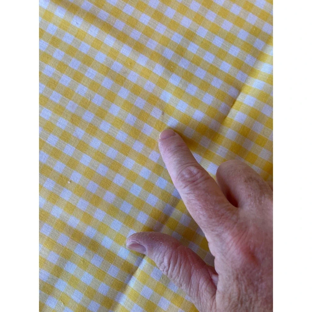 Yellow Gingham Checkered Table Runner‎ and Oval Placemat Set Farmhouse 81x17.5